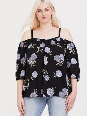 NWT Torrid Floral Georgette Cold Shoulder Blouse Size 2X